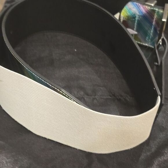 Kurt Geiger London Leather Stretch Belt- Light Blue/Antique Silver main image 7